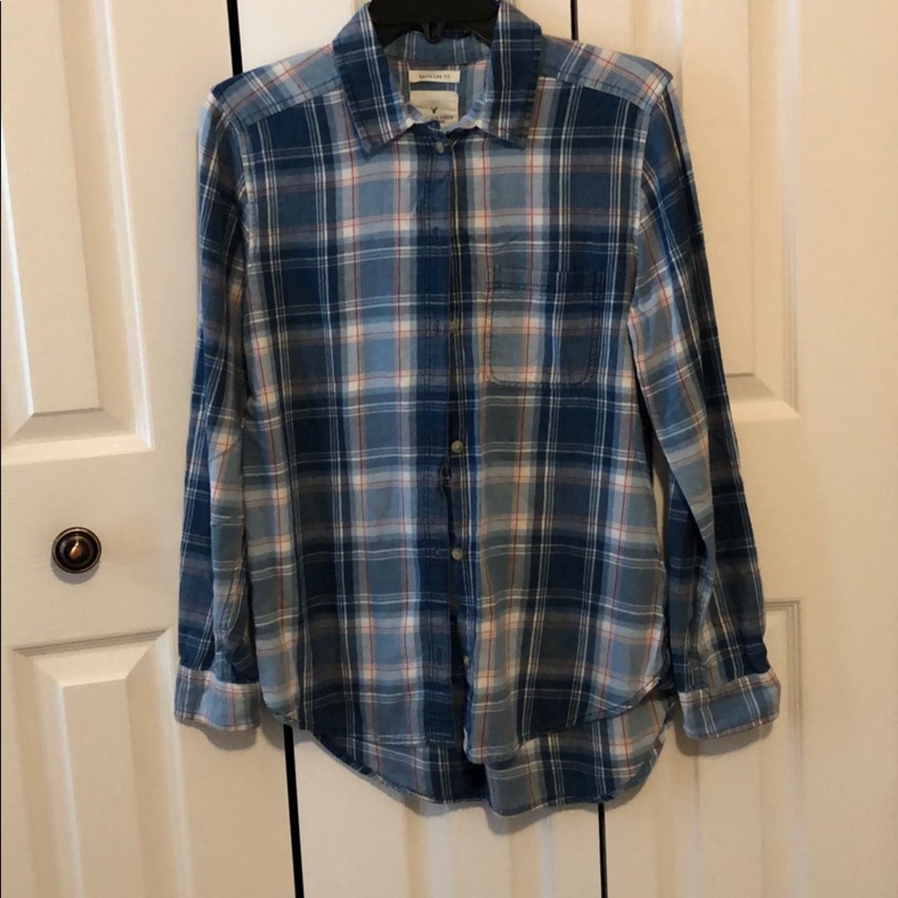 plaid button down